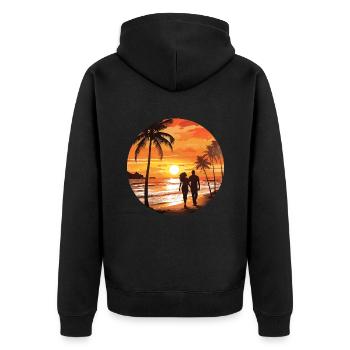 Couple romantique de plage - Veste à capuche bio Premium Unisexe - noir - Dos - Nico (187cm)