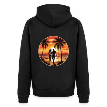 Strand Insel Meer Paar - Unisex Premium Bio Zip Hoodie - Schwarz - Hinten - Nico (187cm)