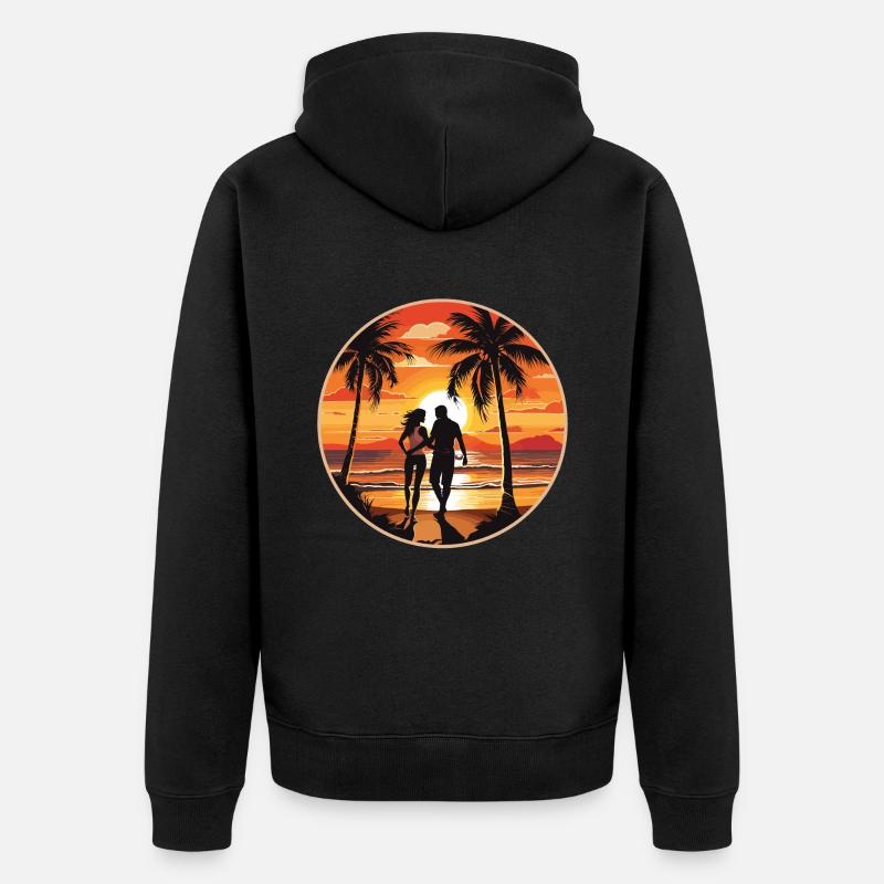 Beach Island Sea Couple - Veste à capuche bio Premium Unisexe - noir