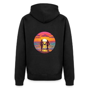 Ocean of Love - Unisex Premium Organic Zip Hoodie - black - Back - Nico (187cm)