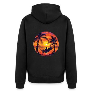 Hamac Beach Sea Suset - Veste à capuche bio Premium Unisexe - noir - Dos - Nico (187cm)
