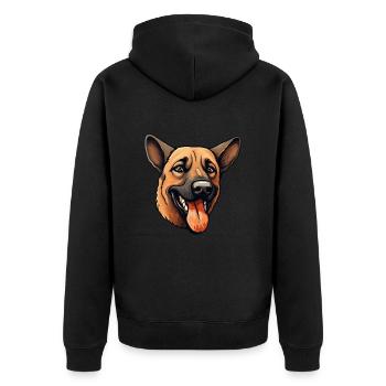 Malinois Hundegesicht - Pawsome Companion - Unisex Premium Bio Zip Hoodie - Schwarz - Hinten - Nico (187cm)