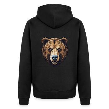 Brown Bear Face - Furry Friend - Unisex Premium Organic Zip Hoodie - black - Back - Nico (187cm)