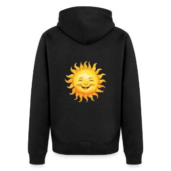 Sonne Lächelnd - Freudiger Sonnenschein - Unisex Premium Bio Zip Hoodie - Schwarz - Hinten - Nico (187cm)