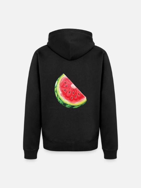 Watermelon slice quenching thirst - Unisex Premium Organic Zip Hoodie - black