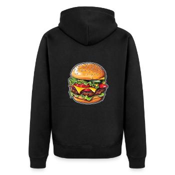 Cheeseburger Magie - Unisex Premium Bio Zip Hoodie - Schwarz - Hinten - Nico (187cm)
