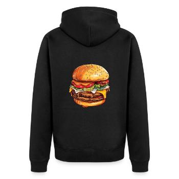 Cheeseburger Freude - Unisex Premium Bio Zip Hoodie - Schwarz - Hinten - Nico (187cm)