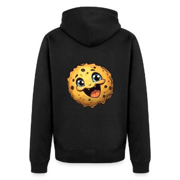Cookie Biscuit Funny Cute - Unisex Premium Organic Zip Hoodie - black - Back - Nico (187cm)