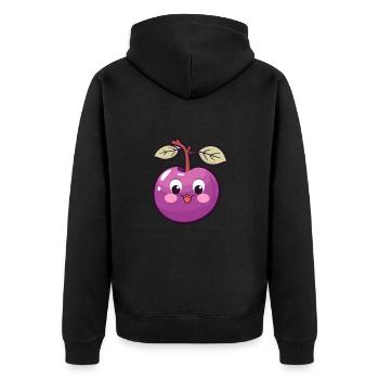 Kawaii Plum Sweet Plum - Unisex Premium Organic Zip Hoodie - black - Back - Nico (187cm)