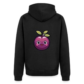 Kawaii Plum Sweet Plum - Unisex Premium Organic Zip Hoodie - black - Back - Nico (187cm)