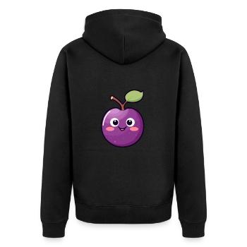 Kawaii Plum Sweet Plum - Unisex Premium Organic Zip Hoodie - black - Back - Nico (187cm)