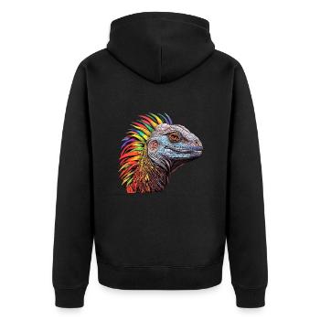 Kaleidoskopischer Reptil - Unisex Premium Bio Zip Hoodie - Schwarz - Hinten - Nico (187cm)