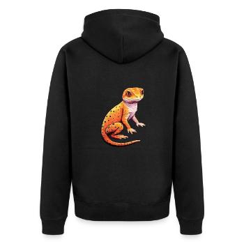 Leopard Gecko - Chromatische Melodien - Unisex Premium Bio Zip Hoodie - Schwarz - Hinten - Nico (187cm)