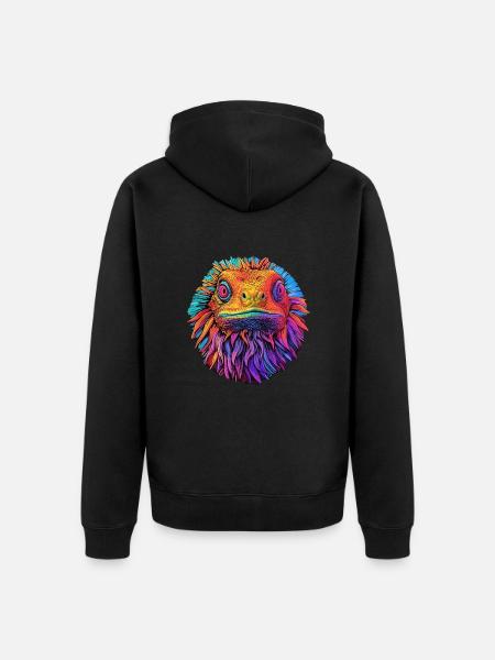 Bearded dragon Pogona reptile - Unisex Premium Organic Zip Hoodie - black