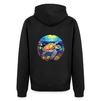 Mystical Marine Melody - Unisex Premium Organic Zip Hoodie - black - Back - Nico (187cm)