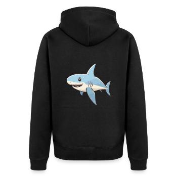 Kawaii Hai - Ocean Wonder - Unisex Premium Bio Zip Hoodie - Schwarz - Hinten - Nico (187cm)