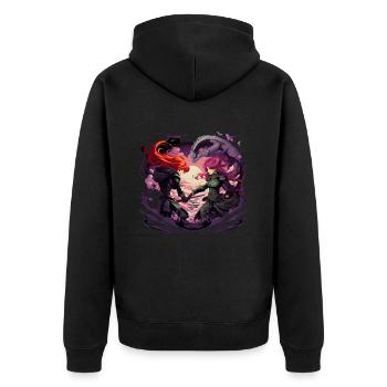Anime Dragon Girls - Unisex Premium Bio Zip Hoodie - Schwarz - Hinten - Nico (187cm)