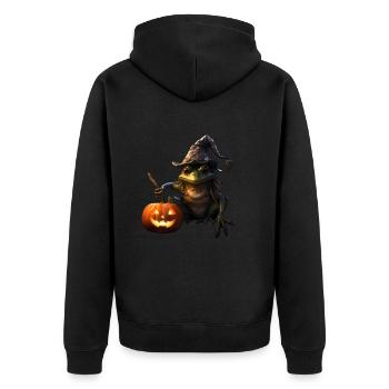 Halloween Witch Toad - Unisex Premium Organic Zip Hoodie - black - Back - Nico (187cm)