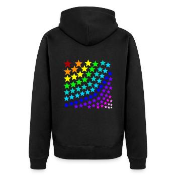 Regenbogen Sterne Geschenkidee bunt - Unisex Premium Bio Zip Hoodie - Schwarz - Hinten - Nico (187cm)