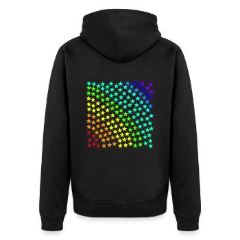 Regenbogen Stern Sterne bunt Geschenkidee Muster - Unisex Premium Bio Zip Hoodie - Schwarz - Hinten - Nico (187cm)