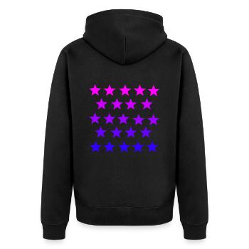 Rosa Pink Violett Lila Sterne Geschenkidee - Unisex Premium Bio Zip Hoodie - Schwarz - Hinten - Nico (187cm)