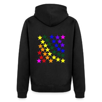 Sterne Regenbogen Geschenkidee bunt farbenfroh - Unisex Premium Bio Zip Hoodie - Schwarz - Hinten - Nico (187cm)