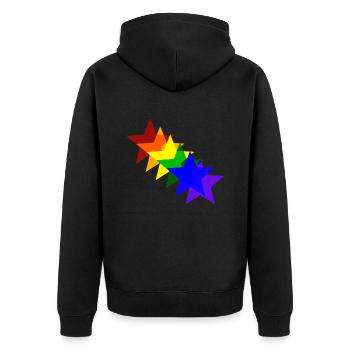 Bunte Sterne Regenbogen Geschenkidee - Unisex Premium Bio Zip Hoodie - Schwarz - Hinten - Nico (187cm)