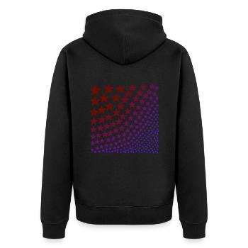 Sterne rot lila Geschenkidee - Unisex Premium Bio Zip Hoodie - Schwarz - Hinten - Nico (187cm)