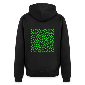 Sterne grün Geschenkidee - Unisex Premium Bio Zip Hoodie - Schwarz - Hinten - Nico (187cm)