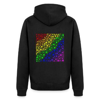 Sterne Regenbogen queer Geschenkidee LGBT LGBTQ+ - Unisex Premium Bio Zip Hoodie - Schwarz - Hinten - Nico (187cm)