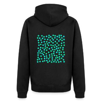 Sterne türkis grün hellblau cyan Geschenkidee - Unisex Premium Bio Zip Hoodie - Schwarz - Hinten - Nico (187cm)