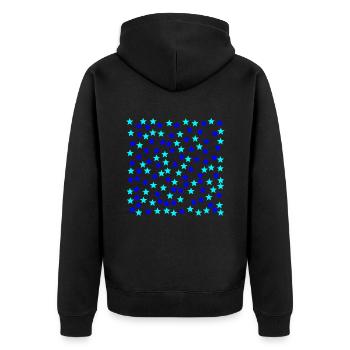 Sterne hellblau dunkelblau Geschenkidee - Unisex Premium Bio Zip Hoodie - Schwarz - Hinten - Nico (187cm)