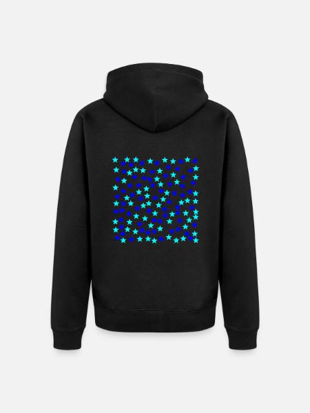 Sterne hellblau dunkelblau Geschenkidee - Unisex Premium Bio Zip Hoodie - Schwarz