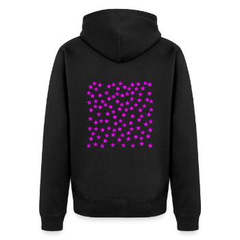 Rosa Sterne Geschenkidee pink - Unisex Premium Bio Zip Hoodie - Schwarz - Hinten - Nico (187cm)