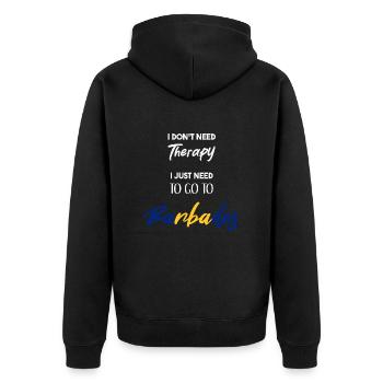 Barbados Geschenkidee lustiger Spruch Therapie - Unisex Premium Bio Zip Hoodie - Schwarz - Hinten - Nico (187cm)