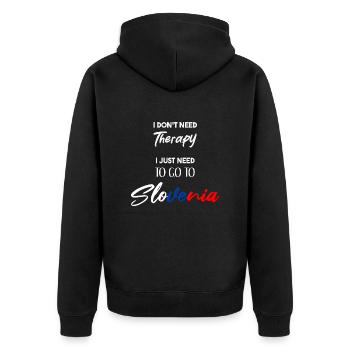 Slowenien Geschenkidee lustiger Spruch Slovenia - Unisex Premium Bio Zip Hoodie - Schwarz - Hinten - Nico (187cm)
