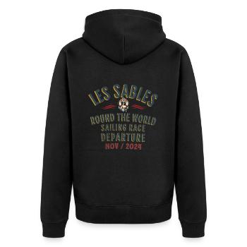 Les Sables round the world sailing race blc - Veste à capuche bio Premium Unisexe - noir - Dos - Nico (187cm)