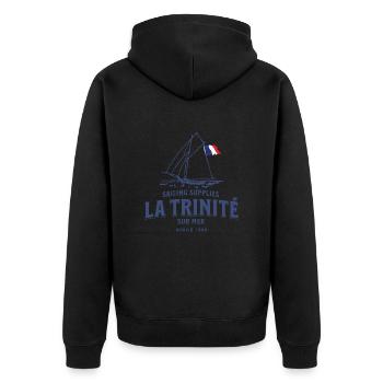 La Trinité sur mer Bretagne - Unisex Premium Bio Zip Hoodie - Schwarz - Hinten - Nico (187cm)