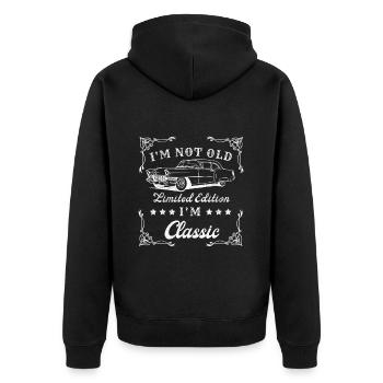 I'm Not Old I'm Classic Vintage Car - Unisex Premium Bio Zip Hoodie - Schwarz - Hinten - Nico (187cm)