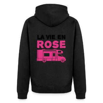La vie en Rose | Camping Car | Camping car lover ! - Veste à capuche bio Premium Unisexe - noir - Dos - Nico (187cm)