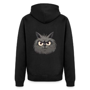 Cat Katze - Unisex Premium Bio Zip Hoodie - Schwarz - Hinten - Nico (187cm)