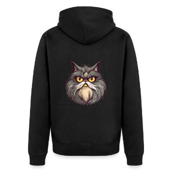 Cat Katze - Unisex Premium Bio Zip Hoodie - Schwarz - Hinten - Nico (187cm)