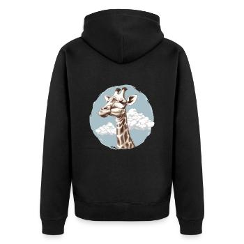 Giraffe im Himmel - Unisex Premium Bio Zip Hoodie - Schwarz - Hinten - Nico (187cm)