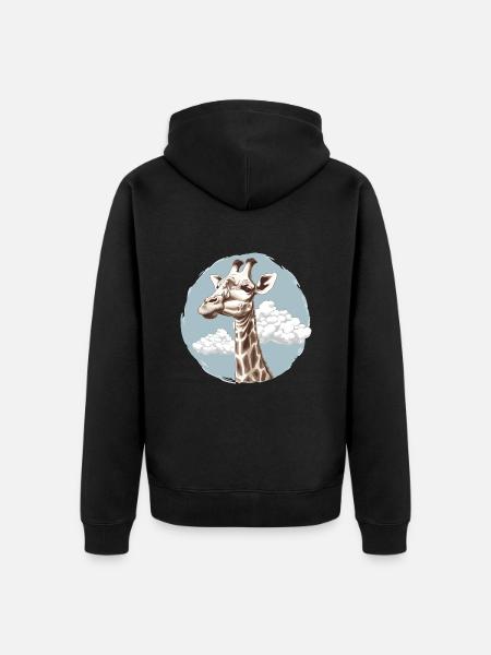 Giraffe im Himmel - Unisex Premium Bio Zip Hoodie - Schwarz