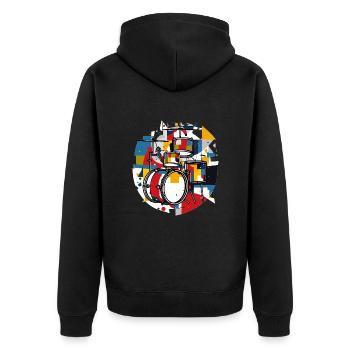 Drums Drummer - Unisex Premium Bio Zip Hoodie - Schwarz - Hinten - Nico (187cm)