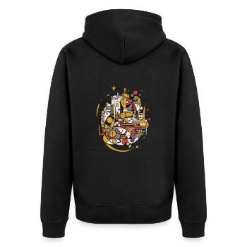 Art Drums Schlagzeug - Unisex Premium Bio Zip Hoodie - Schwarz - Hinten - Nico (187cm)