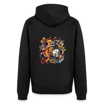 Drums Schlagzeug - Unisex Premium Bio Zip Hoodie - Schwarz - Hinten - Nico (187cm)