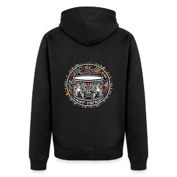 Drum Schlagzeug - Unisex Premium Bio Zip Hoodie - Schwarz - Hinten - Nico (187cm)