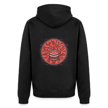 Drum Schlagzeug - Unisex Premium Bio Zip Hoodie - Schwarz - Hinten - Nico (187cm)