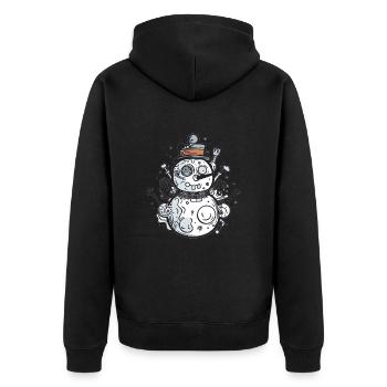 Schneemann - Unisex Premium Bio Zip Hoodie - Schwarz - Hinten - Nico (187cm)
